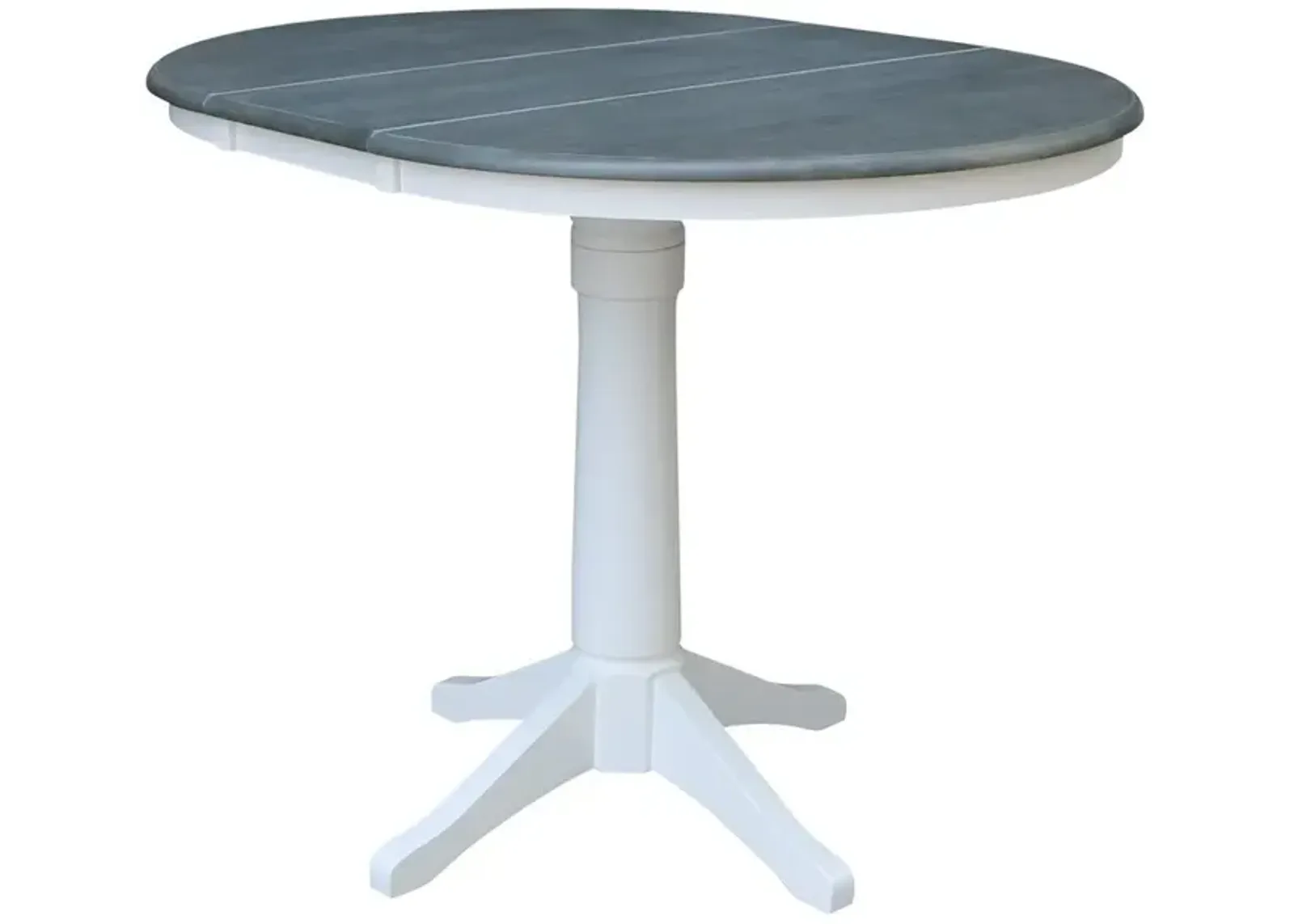 John Thomas Dining Essentials 36 Inch Extension Table with 36 Inch Transitional Pedestal Base in Heather Gray & White