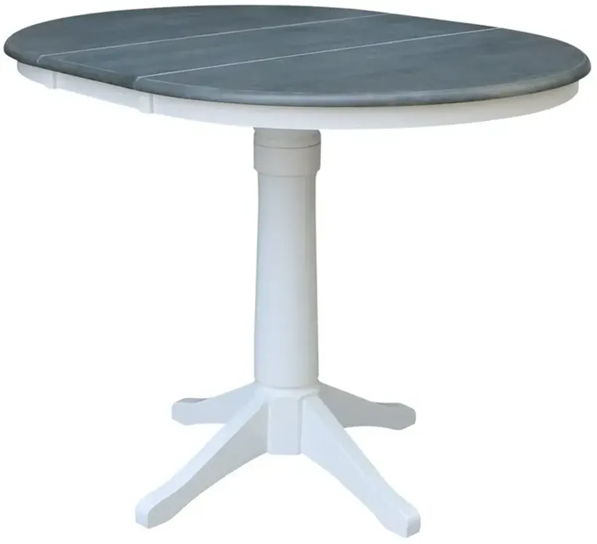 John Thomas Dining Essentials 36 Inch Extension Table with 36 Inch Transitional Pedestal Base in Heather Gray & White