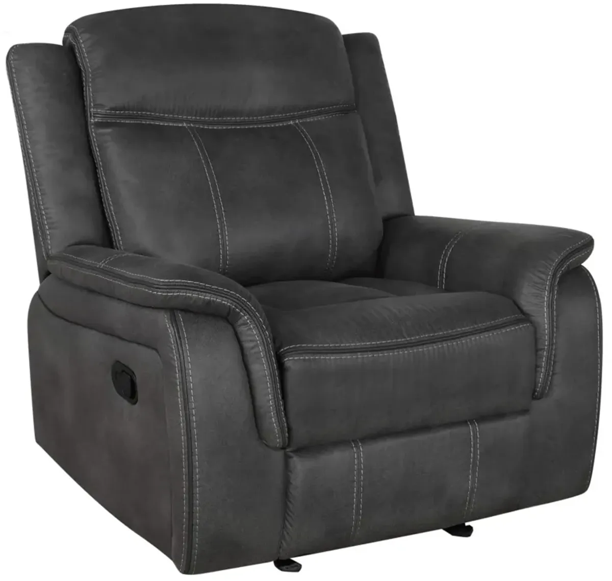 Coaster Lawrence Upholstered Padded Arm Glider Recliner Charcoal