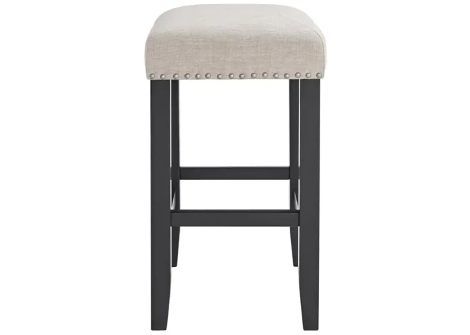 Martin Svensson Cordero Black 25 Inch Tall Counter-Height Bar Stool with Upholstered Oatmeal Seat