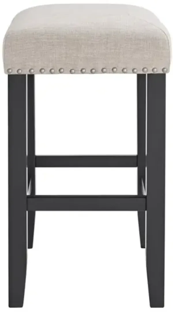 Martin Svensson Cordero Black 25 Inch Tall Counter-Height Bar Stool with Upholstered Oatmeal Seat