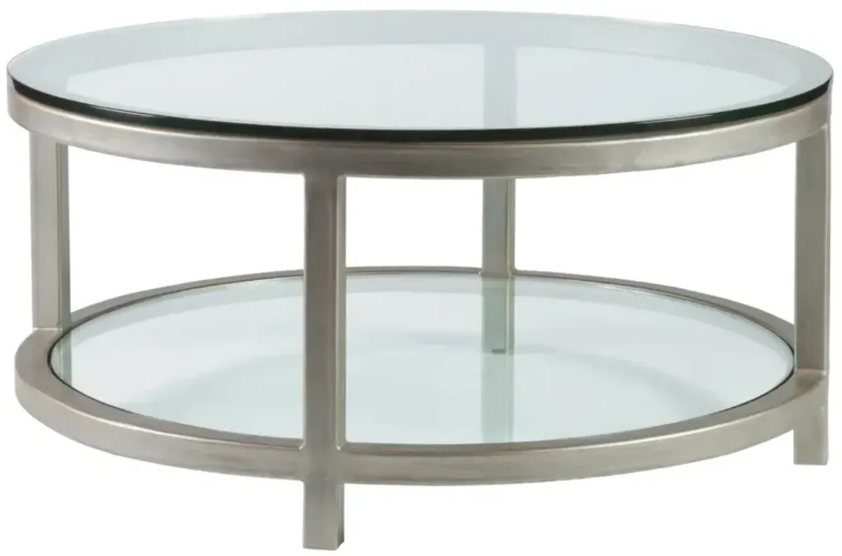 Artistica Home by Lexington Metal Designs Per Se 40 Inch Round Metal Cocktail Table Silver/Gold/Clear