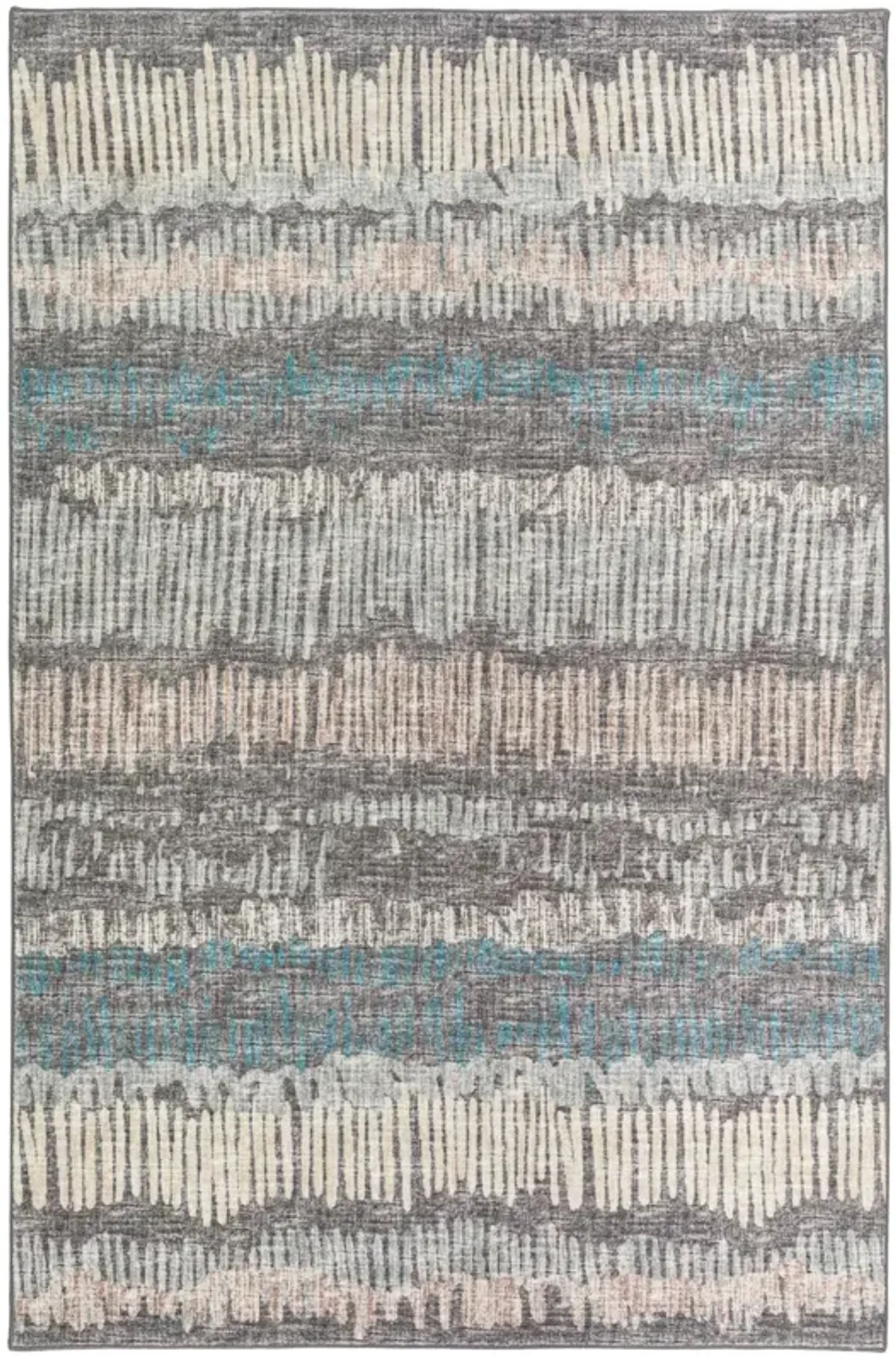 Dalyn Textured Horizontal Stripes 5'X8' Area Rug in Earth Tones & Blue Accents