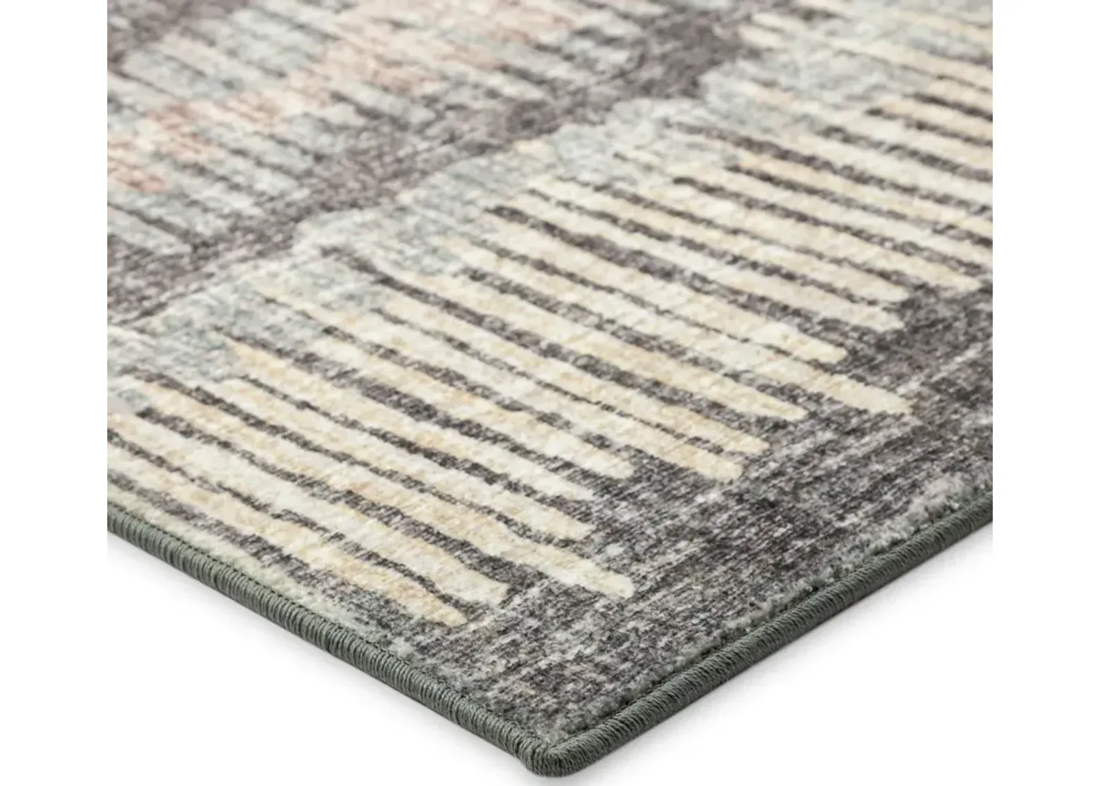 Dalyn Textured Horizontal Stripes 5'X8' Area Rug in Earth Tones & Blue Accents