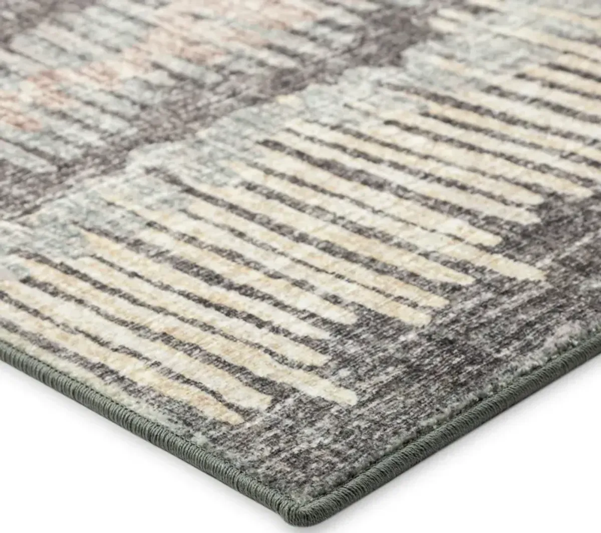 Dalyn Textured Horizontal Stripes 5'X8' Area Rug in Earth Tones & Blue Accents