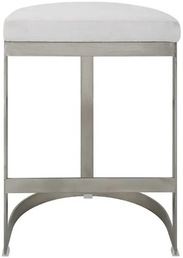 Uttermost Ivanna Silver/White Backless Counter Stool