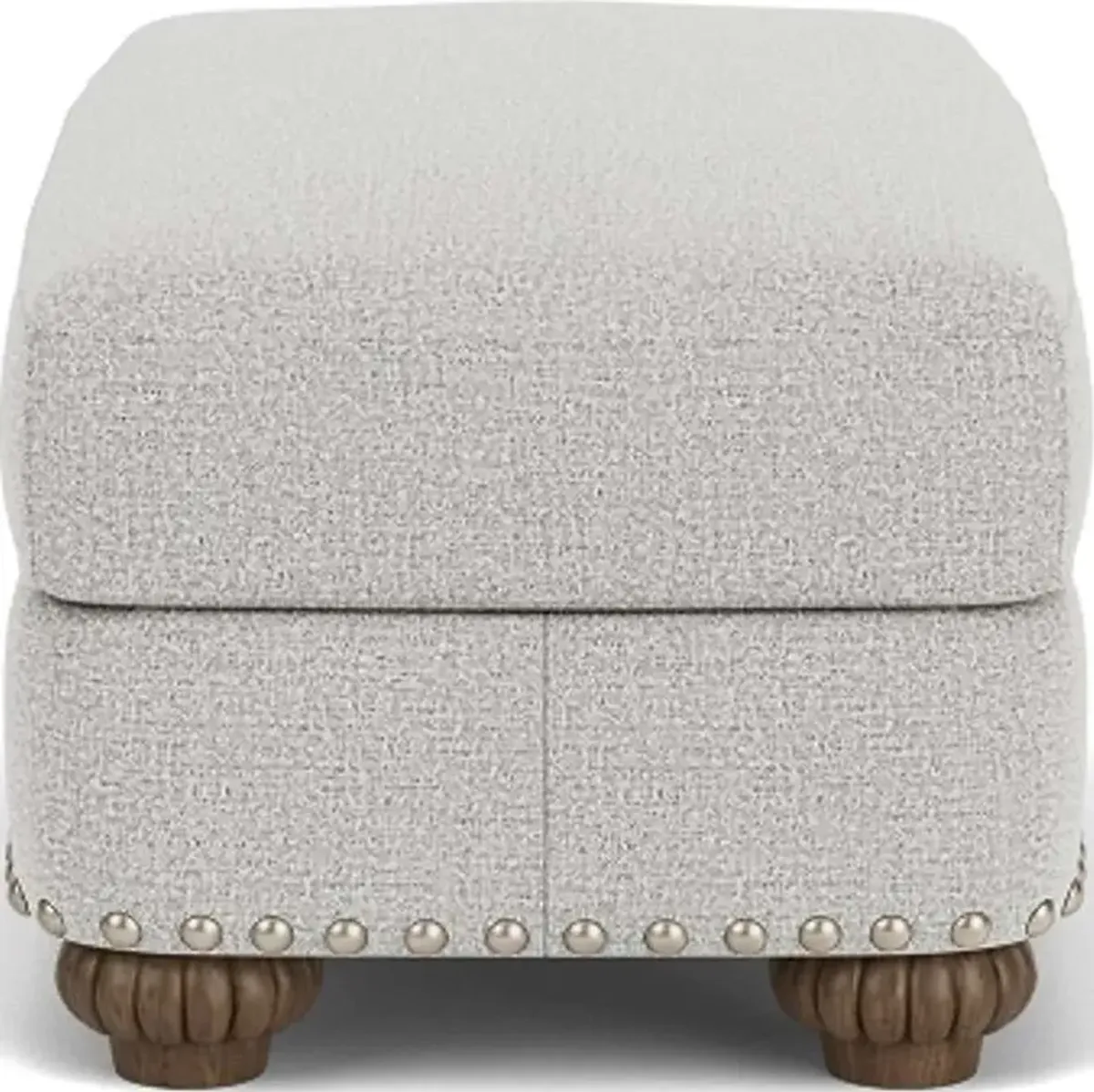 Flexsteel Patterson Silver Glacier Ottoman with Nailhead Trim