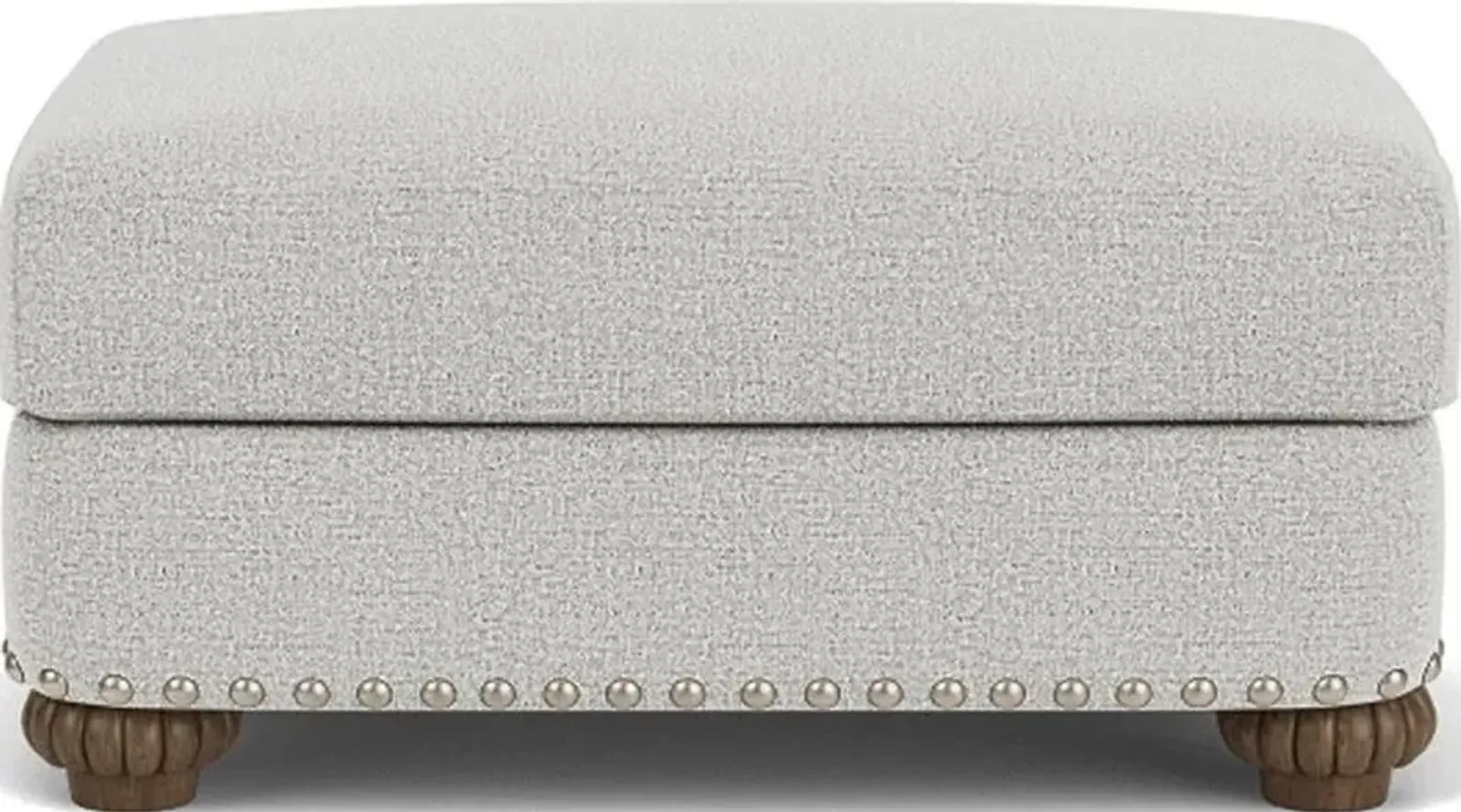 Flexsteel Patterson Silver Glacier Ottoman with Nailhead Trim