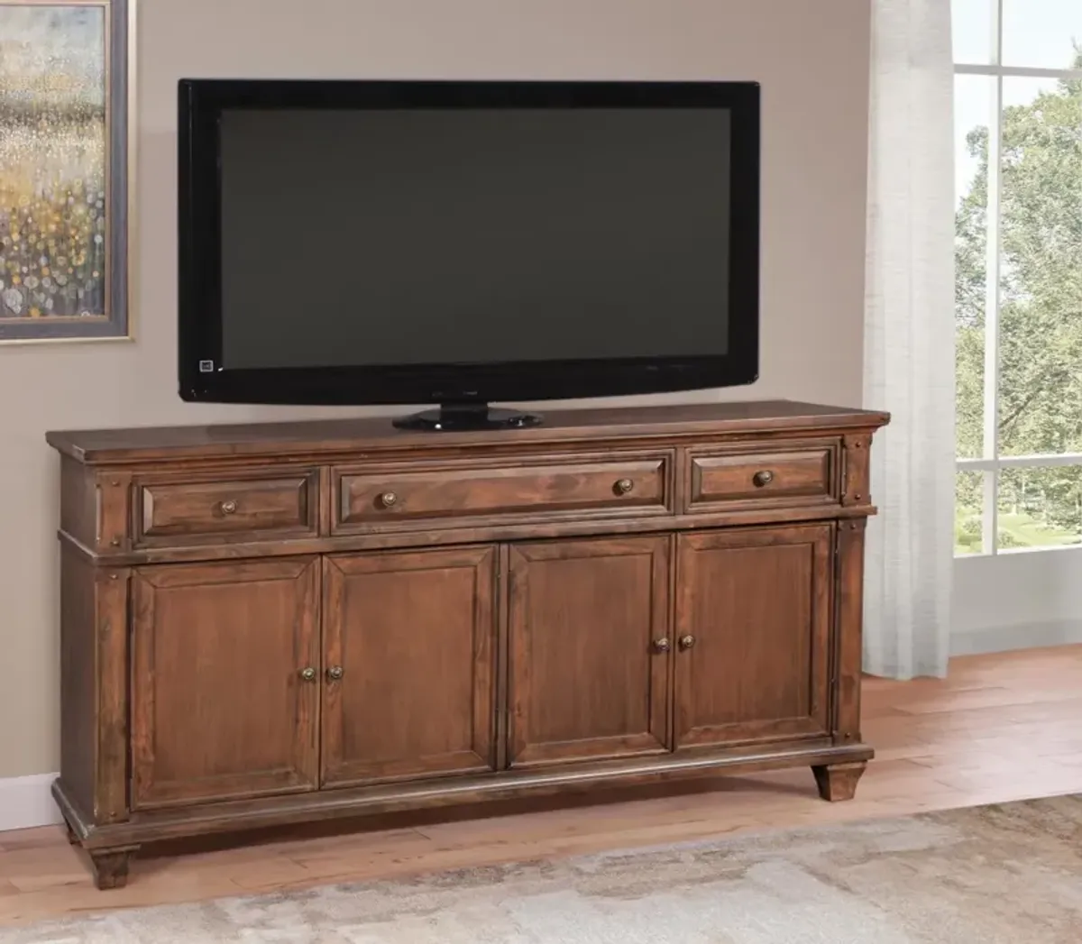 American Woodcrafters Sedona 72 Inch Cinnamon Cherry Media Entertainment TV Stand