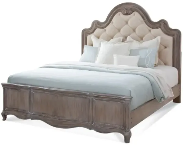 American Woodcrafters Genoa Complete Tufted Upholstered Queen Bed in Antique Grey