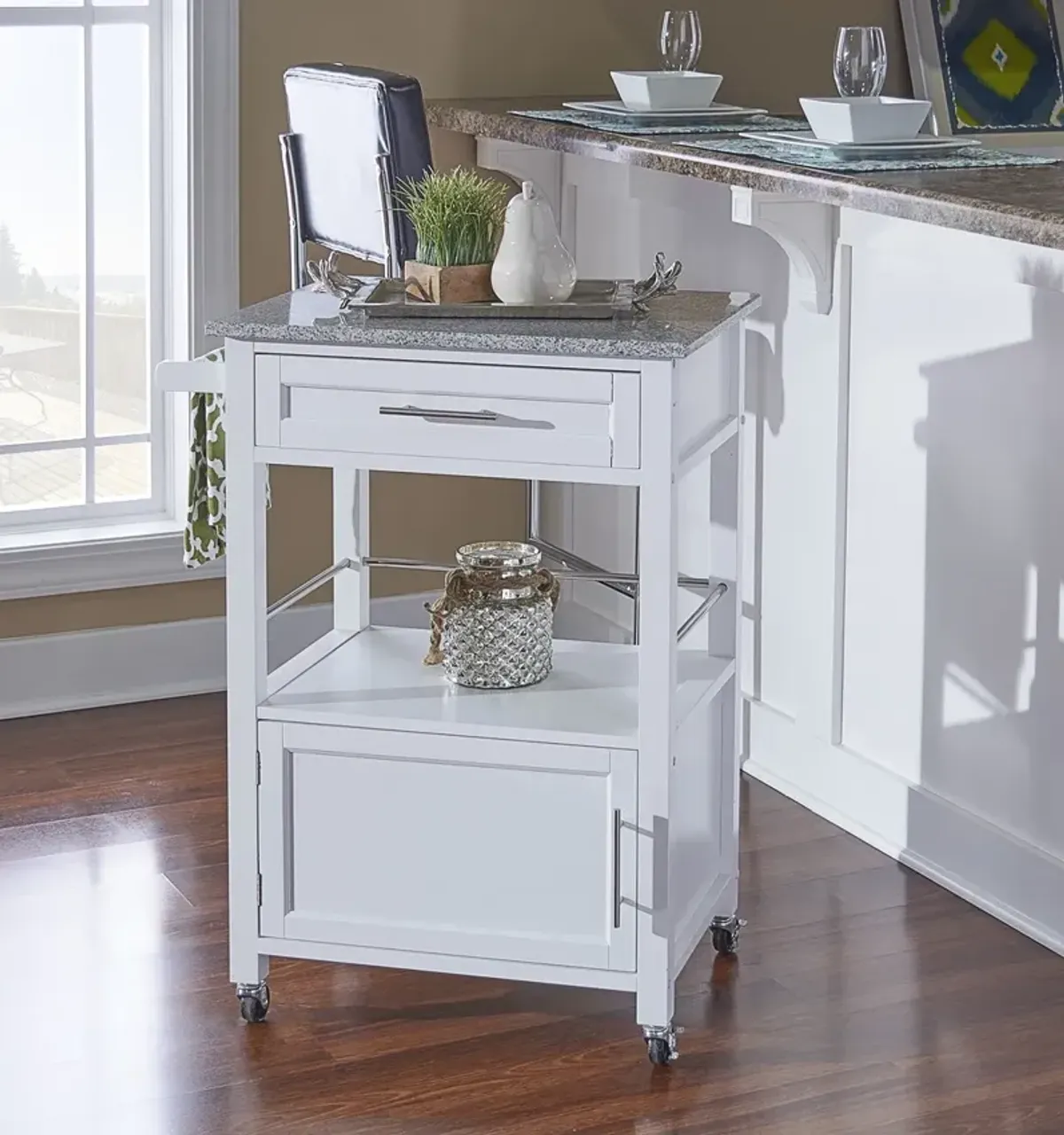 Linon Mitchell Kitchen Cart with Granite Top