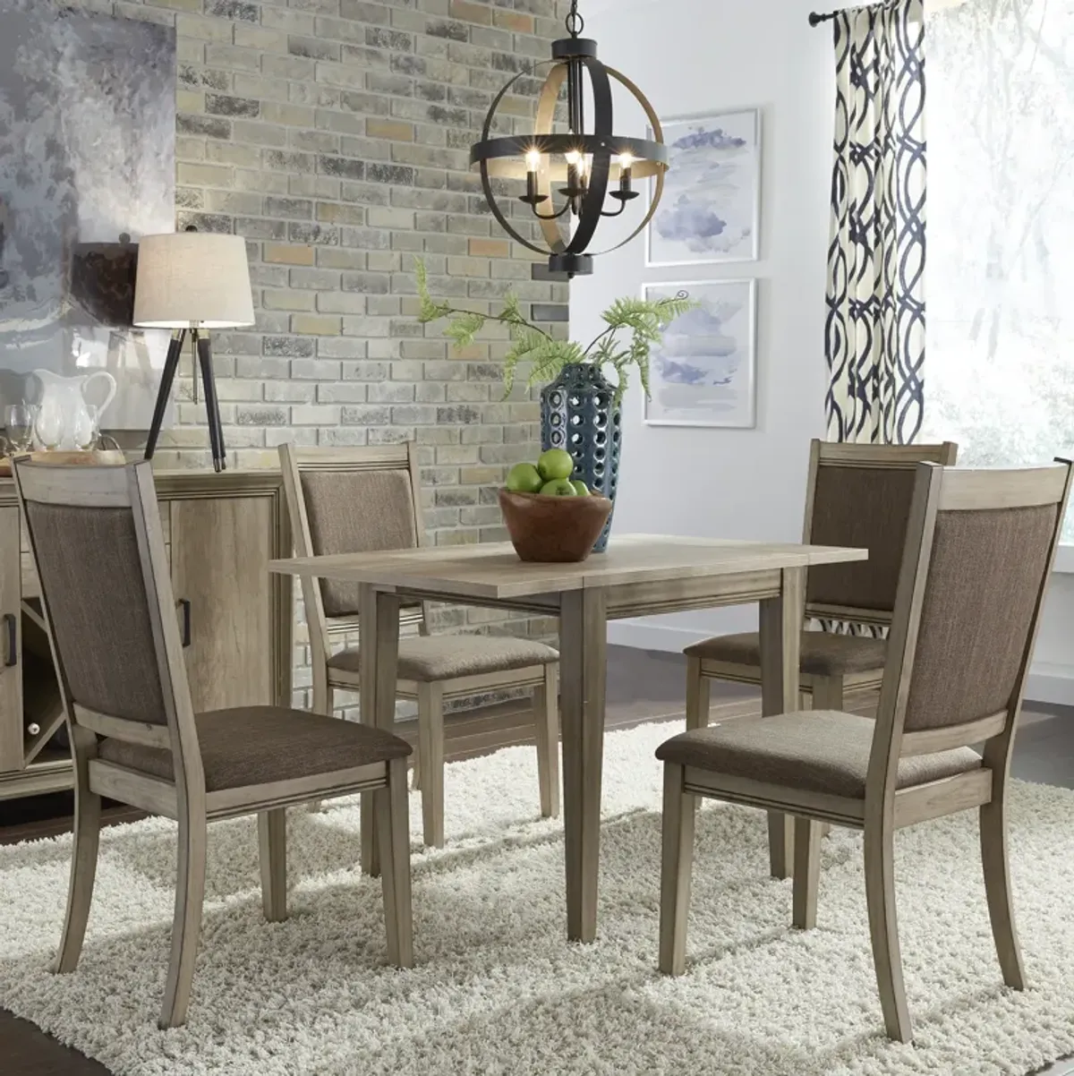 Liberty Furniture 5-Piece Sandstone Drop Leaf Dining Table Set Sun Valley