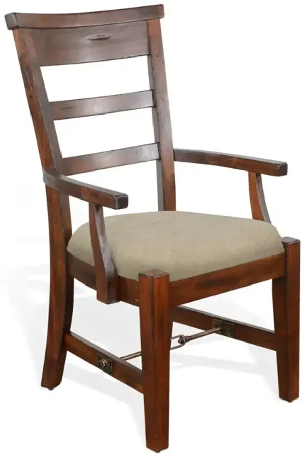 Sunny Designs Tuscany Vintage Mocha Arm Dining Chair Cushioned Seat