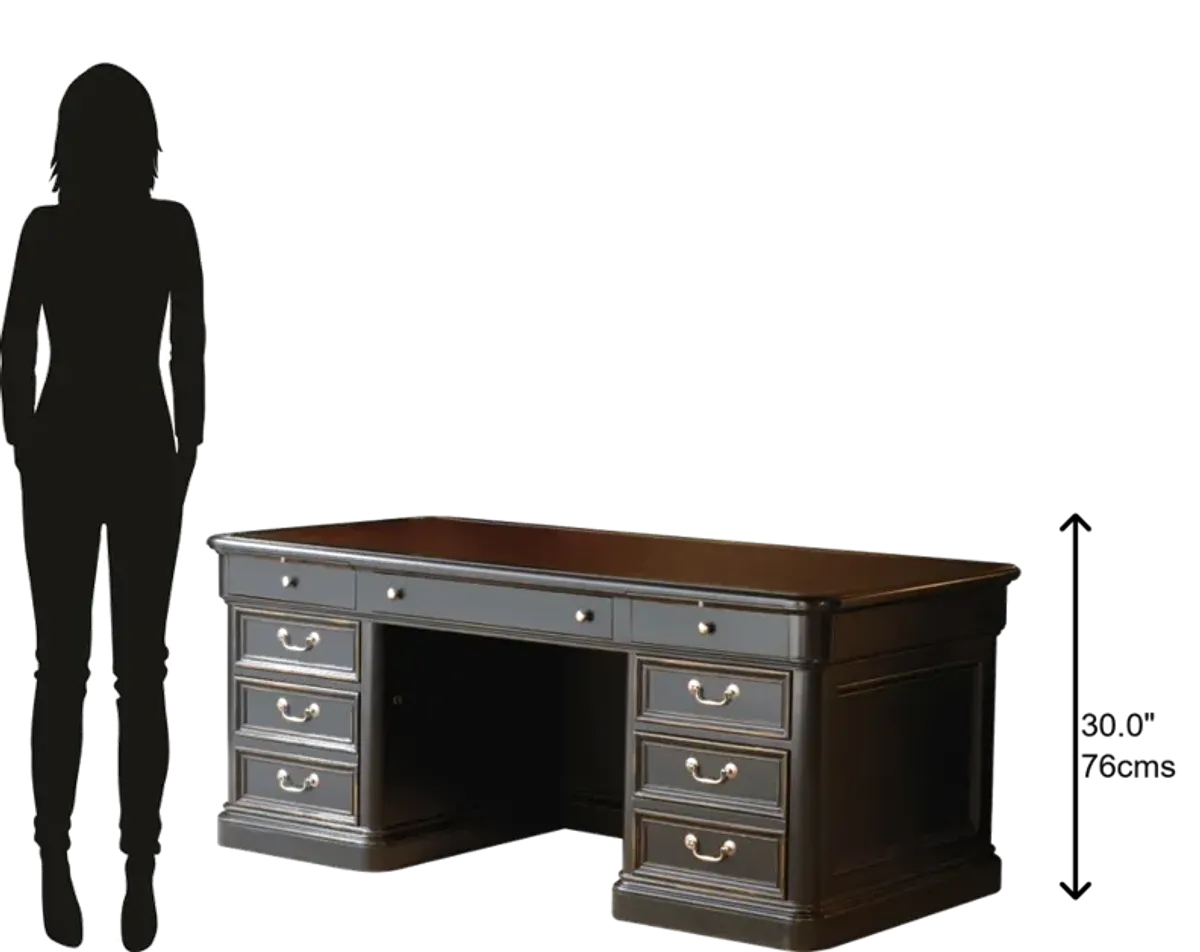 Hekman Executive Desk Leather Top Louis Phillipe