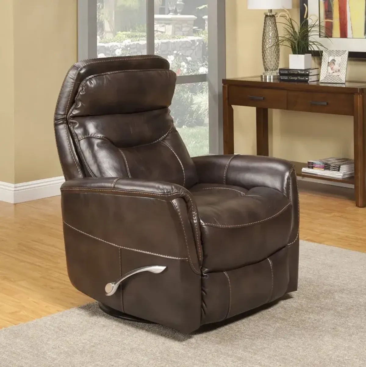 Parker House Gemini Collection Manual Swivel Glider Recliner in Truffle