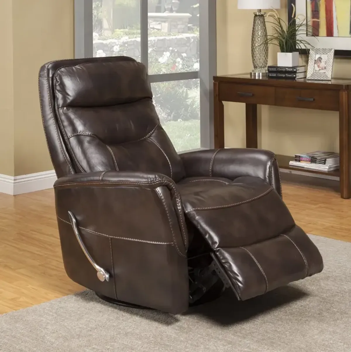 Parker House Gemini Collection Manual Swivel Glider Recliner in Truffle