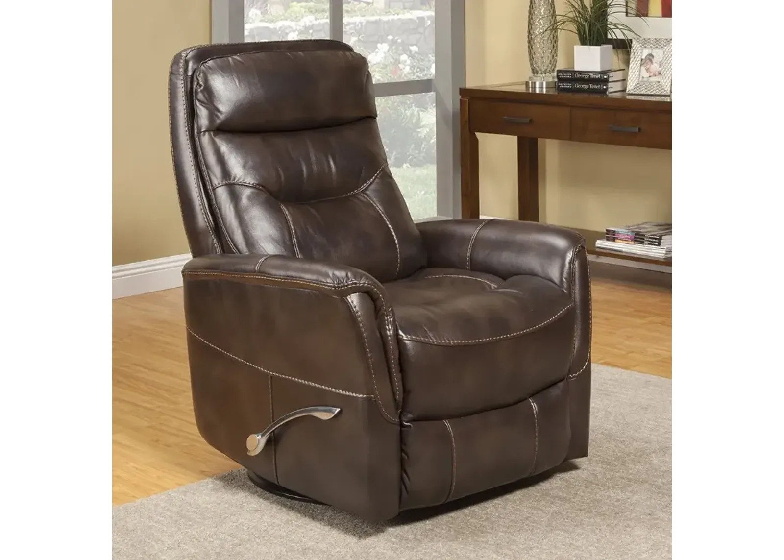 Parker House Gemini Collection Manual Swivel Glider Recliner in Truffle