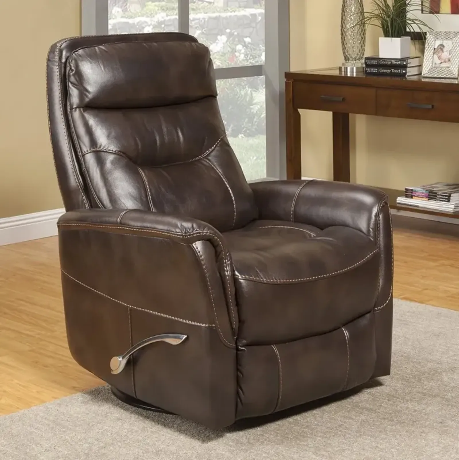 Parker House Gemini Collection Manual Swivel Glider Recliner in Truffle