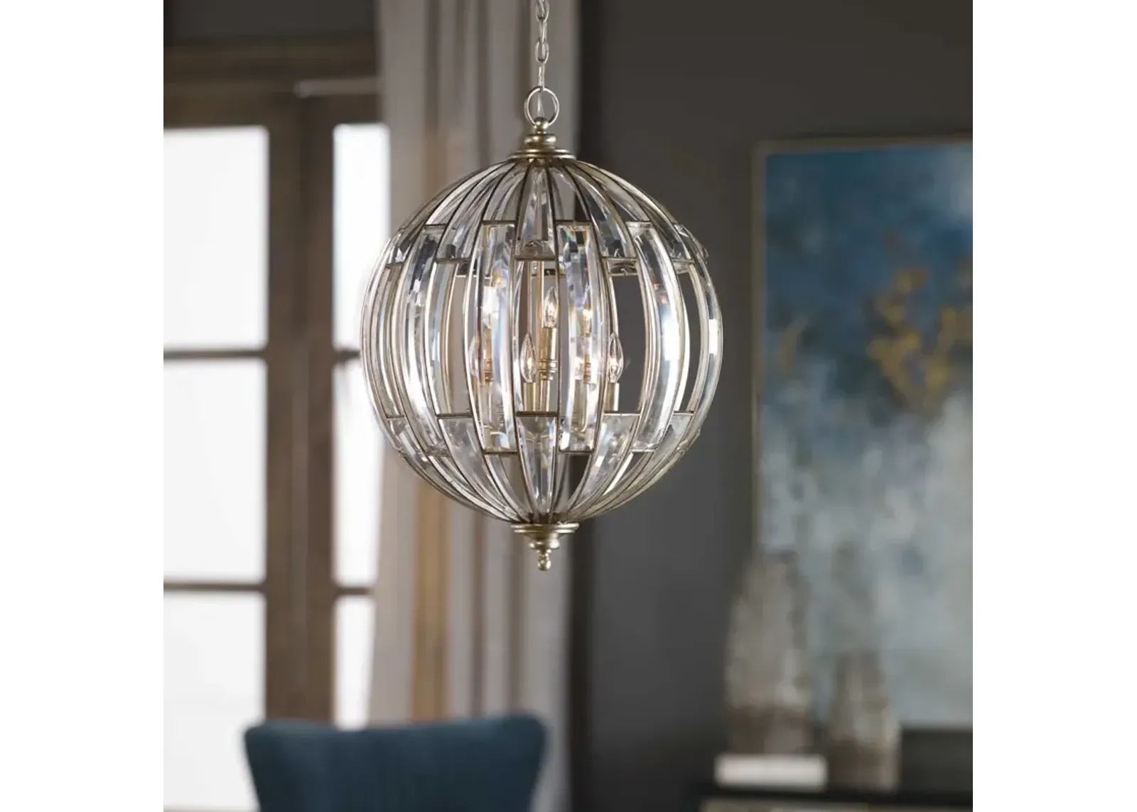 VICENTINA BURNISHED SILVER 6-LIGHT SPHERE PENDANT