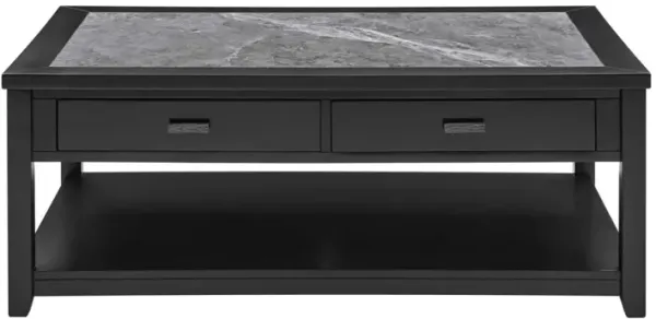 Steve Silver Garvine Gray Sintered Stone Coffee Table In Midnight Finish