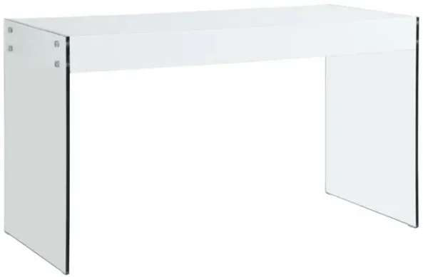 Chintaly Contemporary Gloss White & Glass Home Office Desk