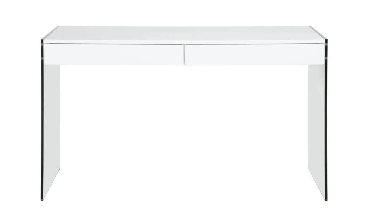 CONTEMPORARY GLOSS WHITE & GLASS HOME OFFICE DESK