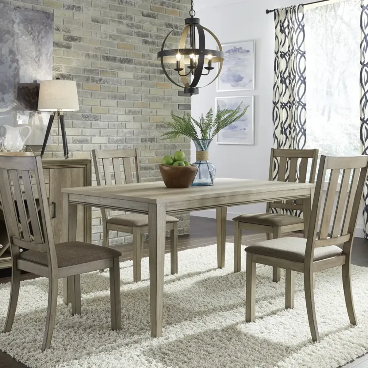 Liberty Furniture 5-Piece Sandstone Leg Dining Table Set with Slat Back Side Chairs Sun Valley