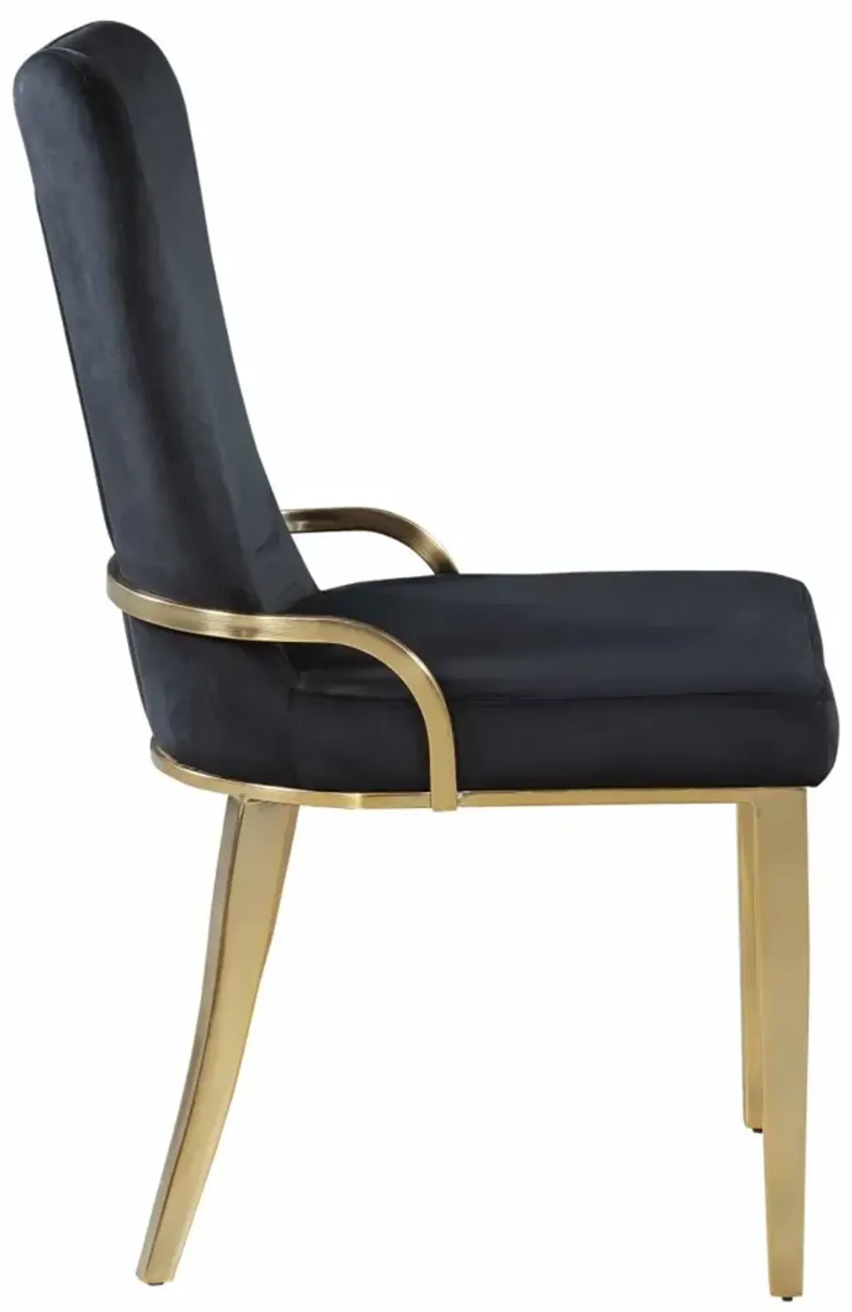 Chintaly Riley-Sc Black Contemporary Side Chair with Golden Legs