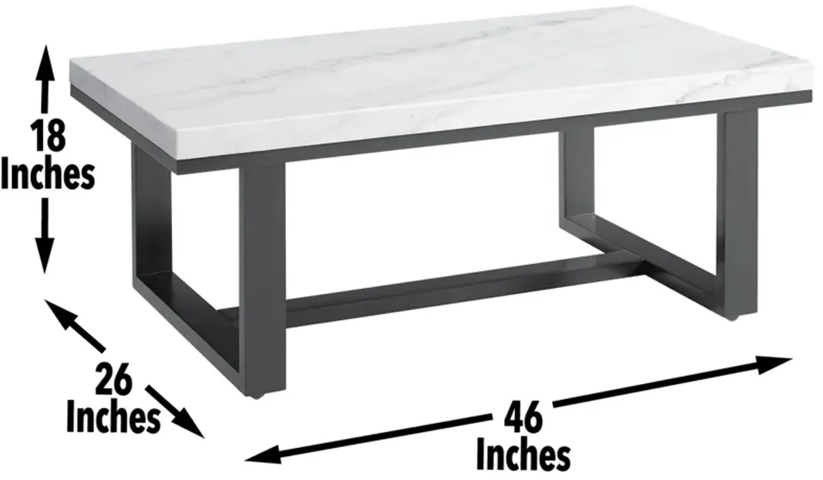 Steve Silver Lucca 3-Piece White Marble Top Cocktail Table & 2 End Tables Set In Deep Espresso