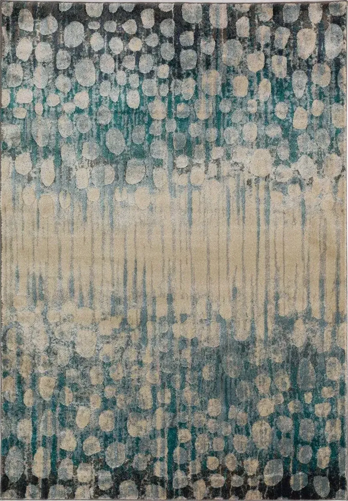 Dalyn Contemporary Abstract Drip & Dot Design 5'X8' Area Rug in Teal & Beige