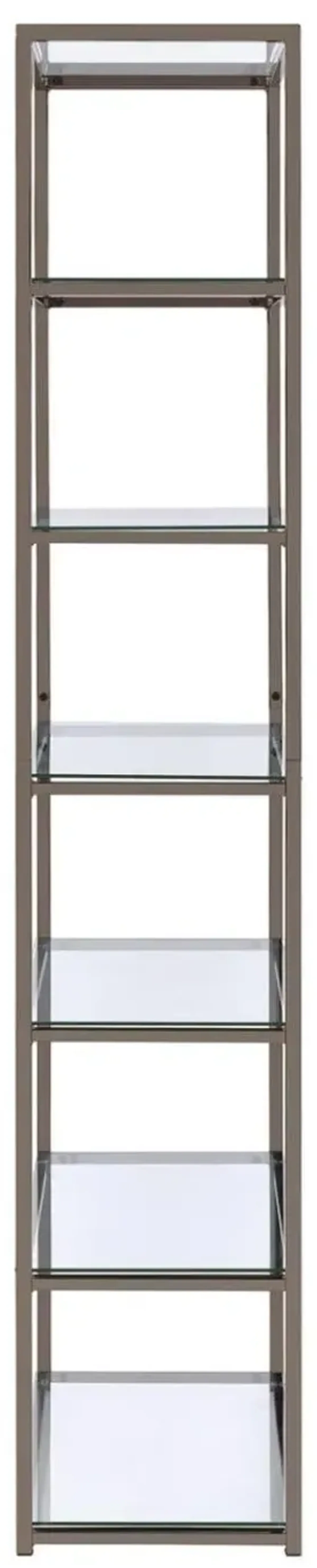 Coaster Kate 78 Inch 5-Shelf Glass Bookshelf Black Nickel