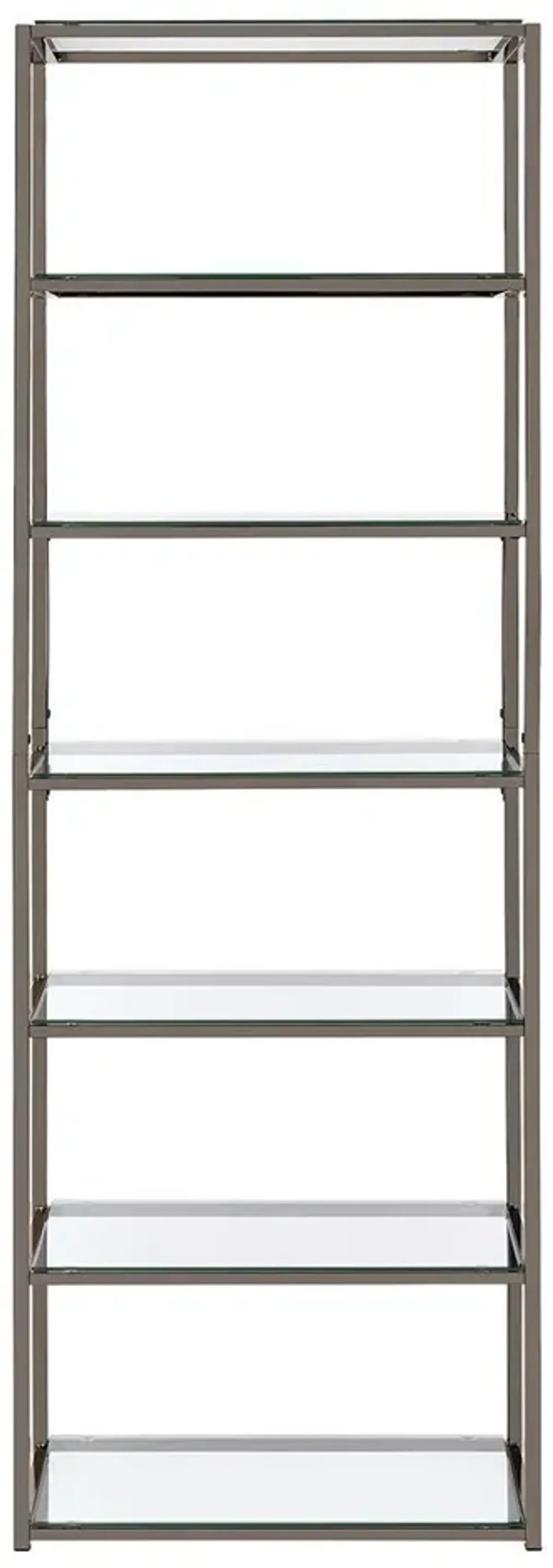 Coaster Kate 78 Inch 5-Shelf Glass Bookshelf Black Nickel