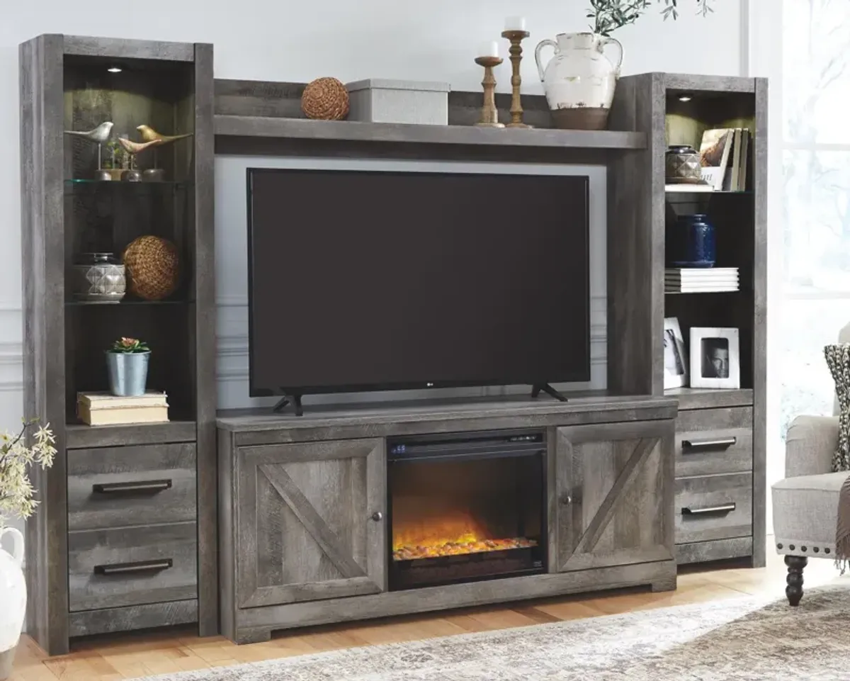 Ashley Wynnlow 4-Piece Rustic Gray Entertainment Center with Fireplace