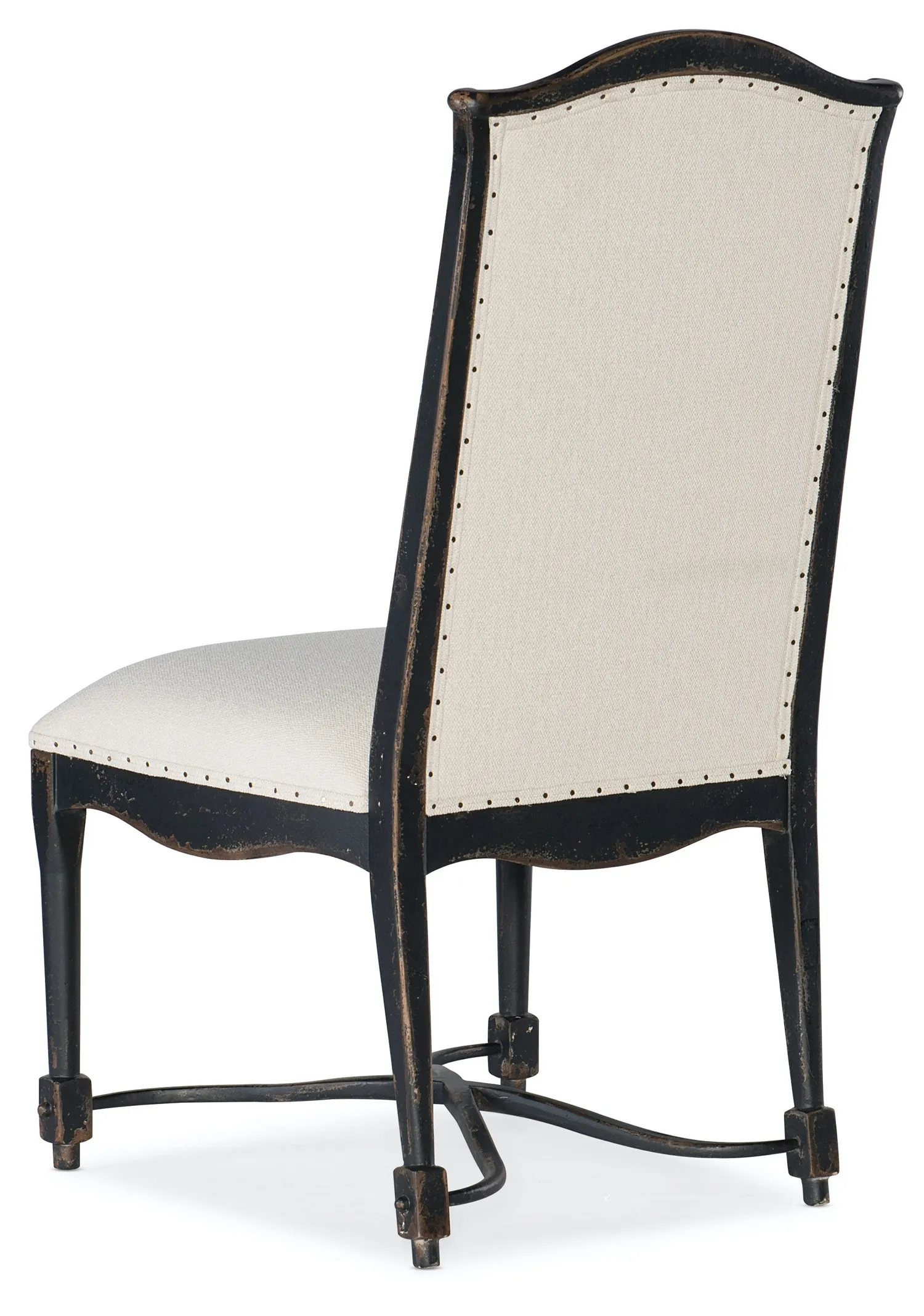 CIAO BELLA UPHOLSTERED BACK AGED BLACK SIDE CHAIR