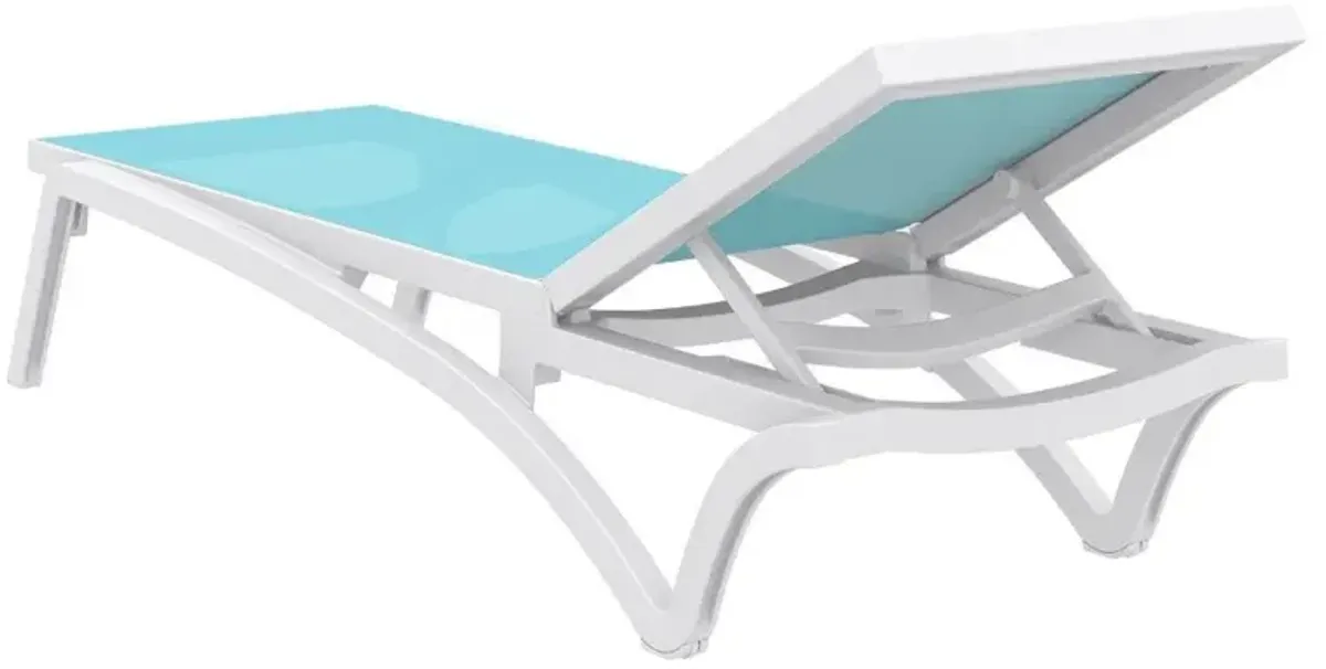 Compamia Pacific Sling Chaise Lounge Chair White Frame Turquoise Sling