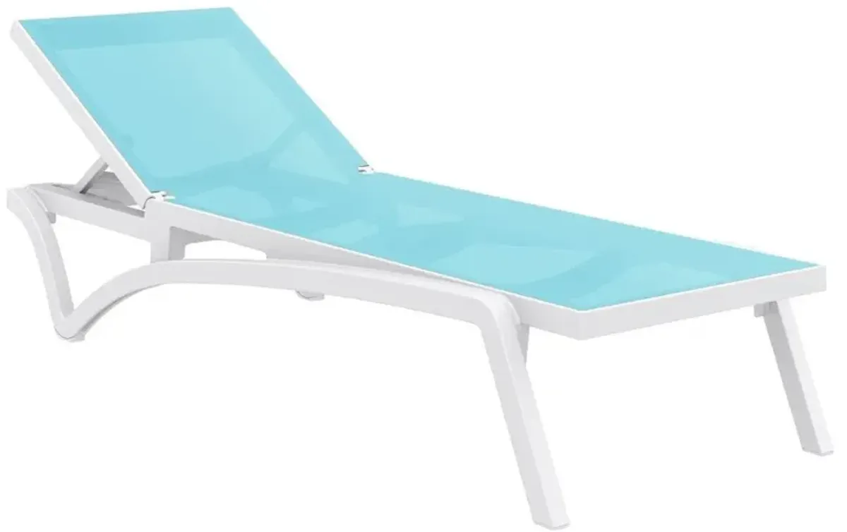 PACIFIC SLING CHAISE LOUNGE WHITE FRAME TURQUOISE SLING