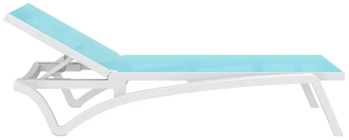 PACIFIC SLING CHAISE LOUNGE WHITE FRAME TURQUOISE SLING