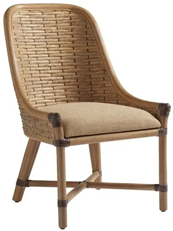 Tommy Bahama Home by Lexington Los Altos Linen Side Chair Upholstered/Wicker/Rattan/Fabric in Yellow