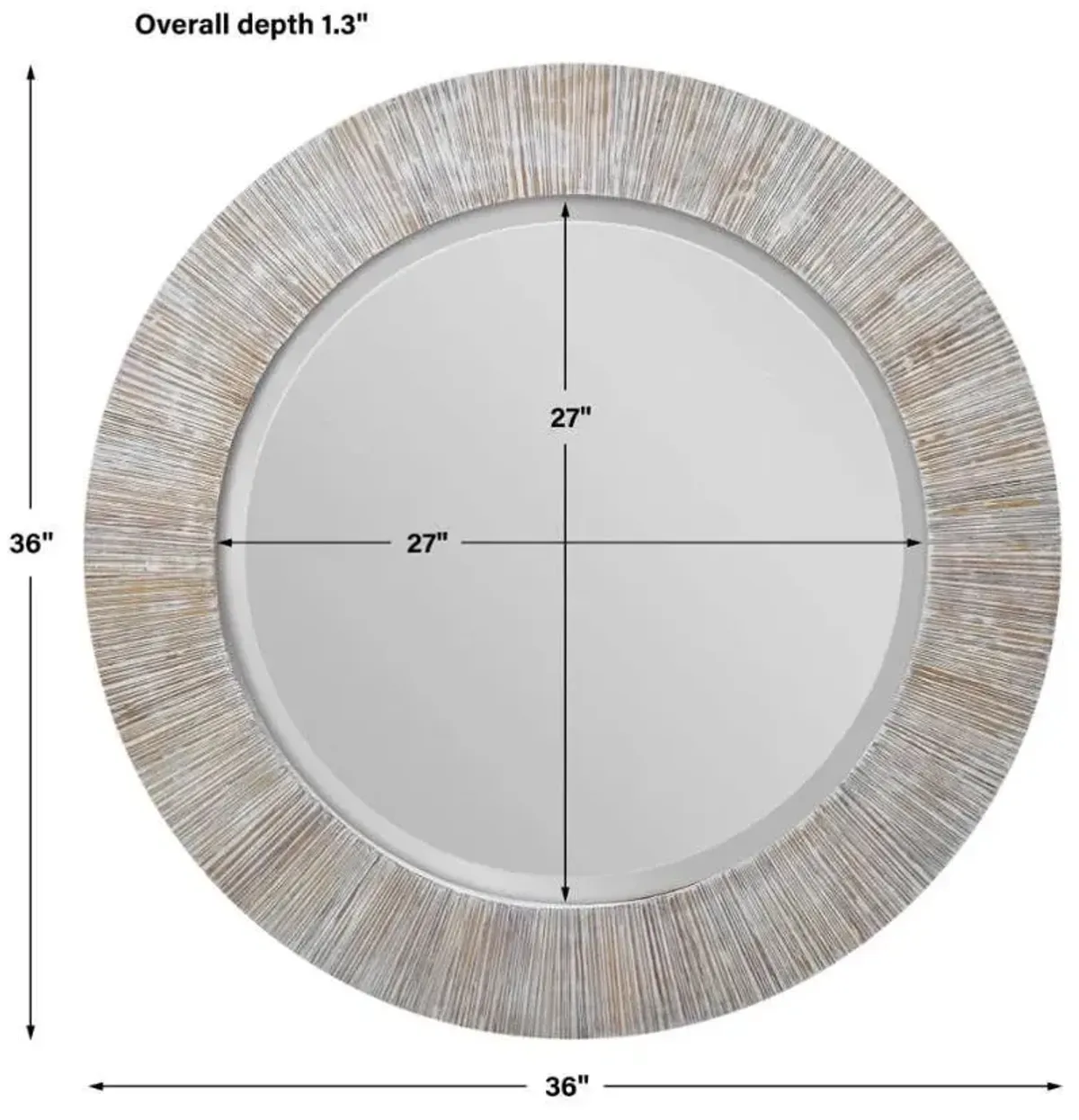 Uttermost Repose Whitewash Round Mirror