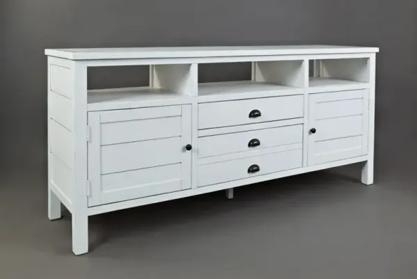 Jofran Artisans Craft 70 Inch Weathered White Media Entertainment TV Stand
