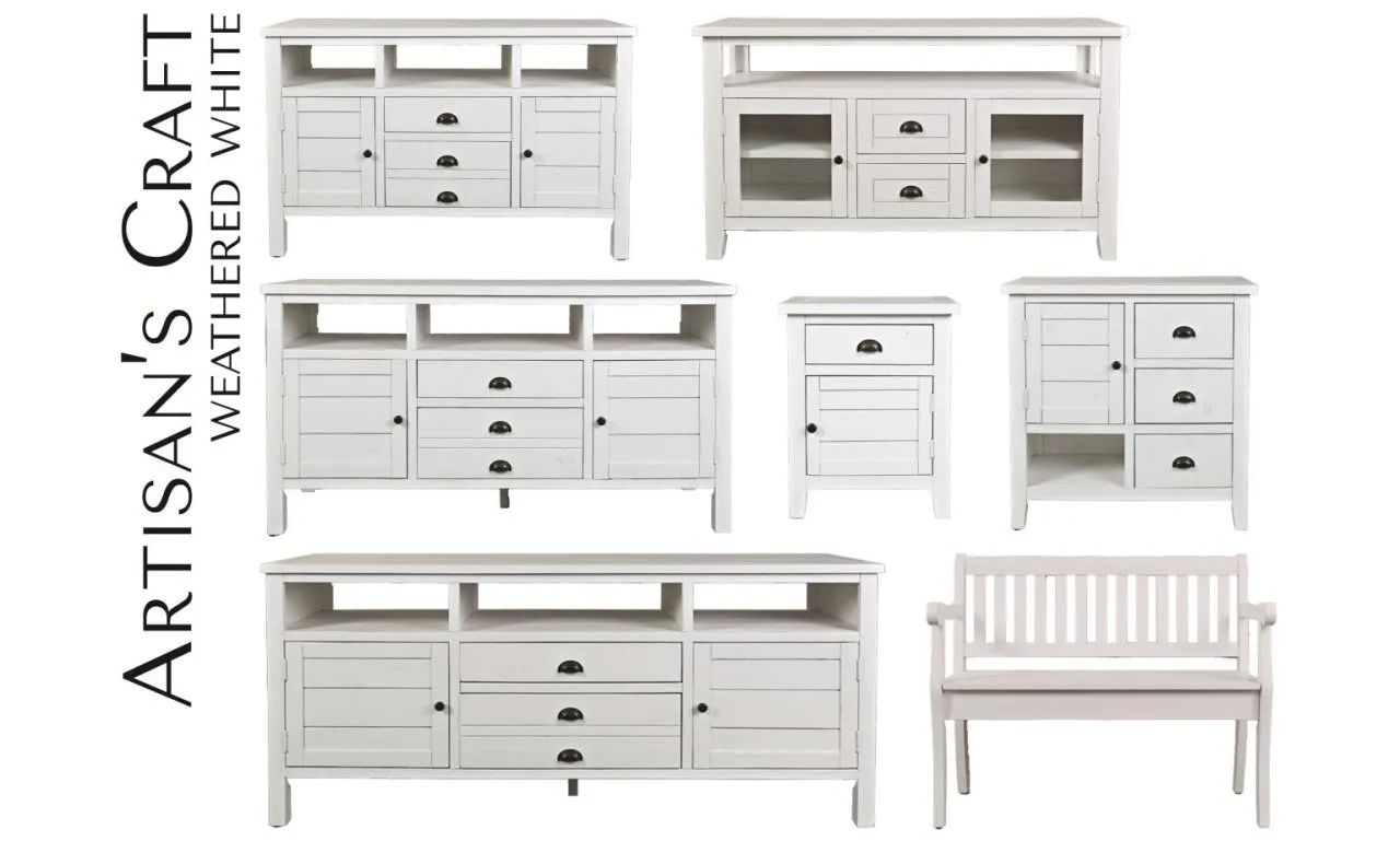 ARTISAN'S CRAFT 70 INCH MEDIA CONSOLE WEATHERED WHITE