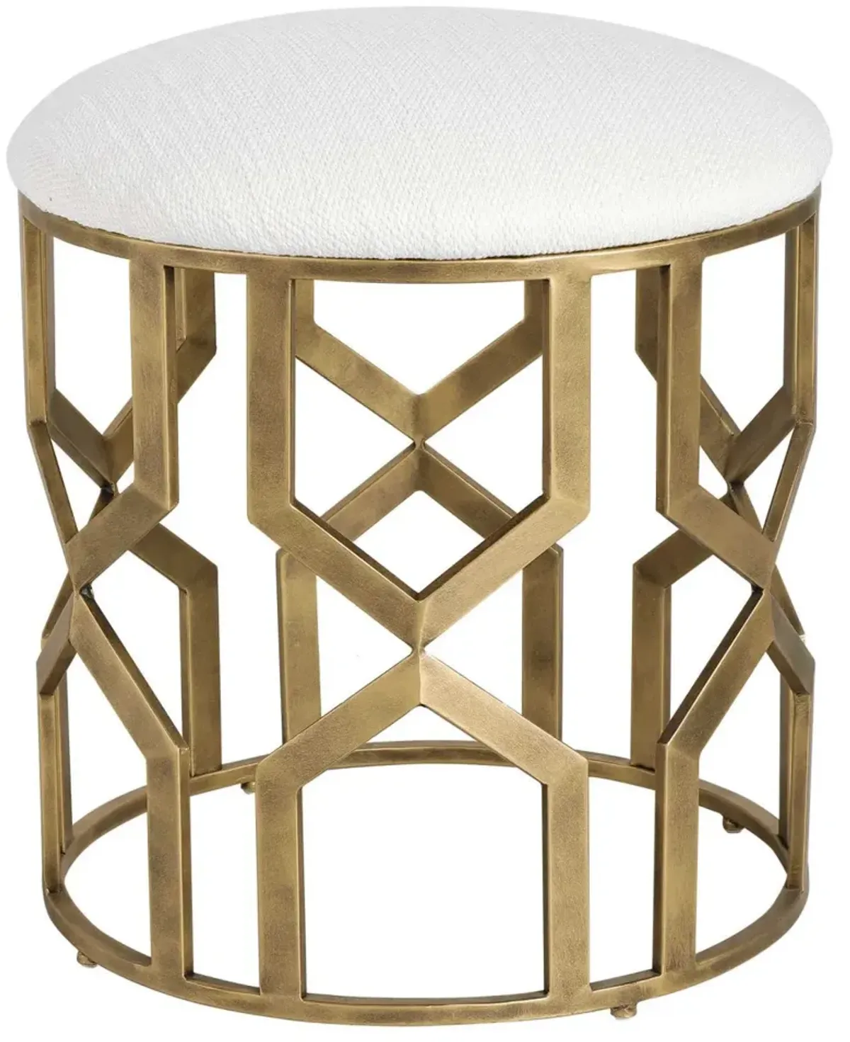 Uttermost Trellis Crisp White Accent Stool