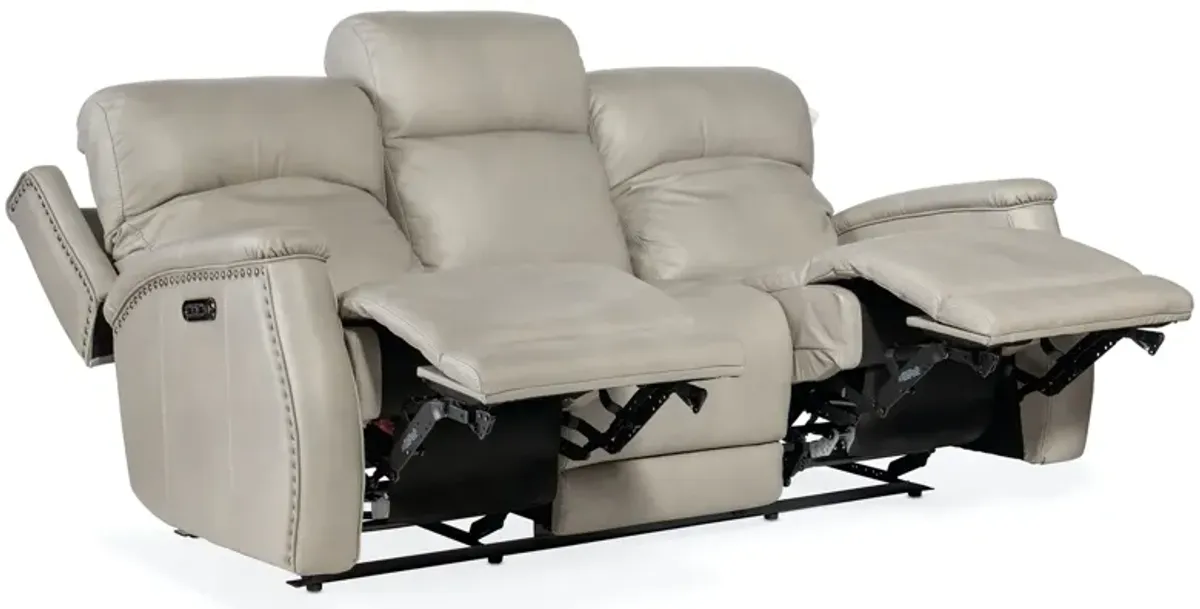 Hooker Furniture Rhea Sahara Ash Leather Zero Gravity Power Reclining Sofa with Power Headrest