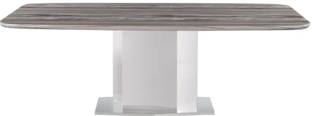 ISABEL CONTEMPORARY MARBLE DINING TABLE WITH STAINLESS STEEL BASE