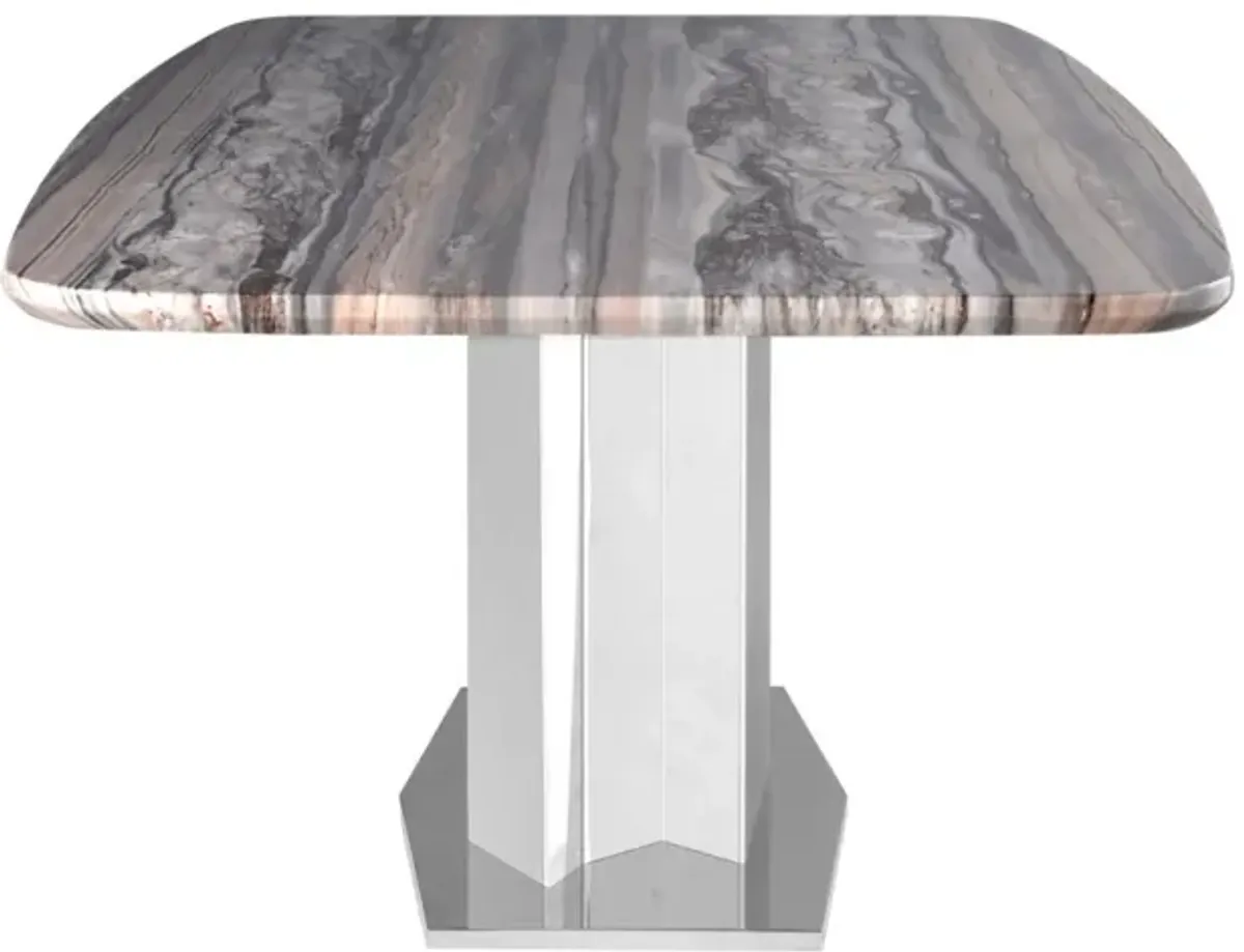 Chintaly Isabel Contemporary Marble Dining Table with Stainless Steel Base