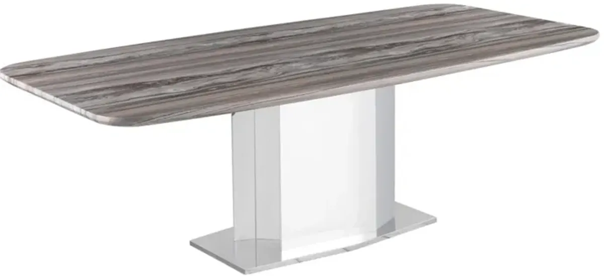 Chintaly Isabel Contemporary Marble Dining Table with Stainless Steel Base