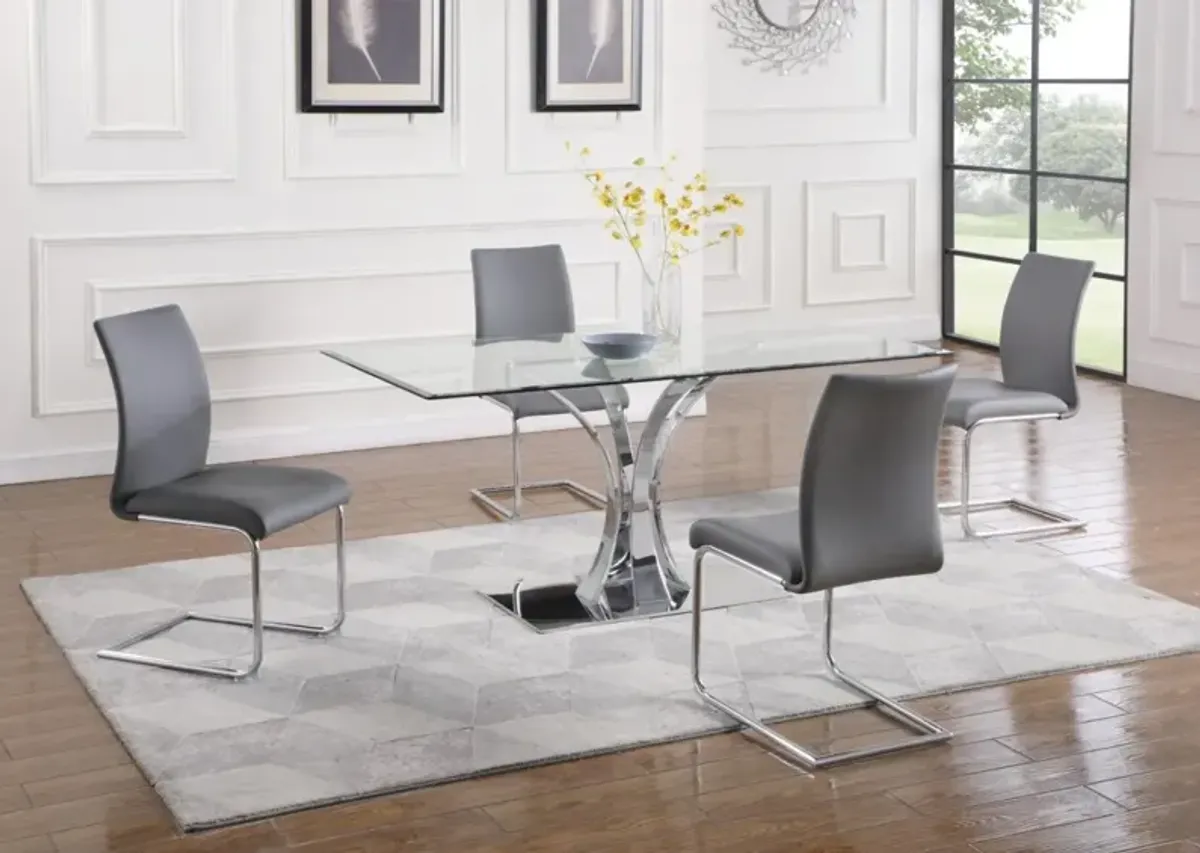 Chintaly Jane Grey Contemporary Contour Back Cantilever Side Chair