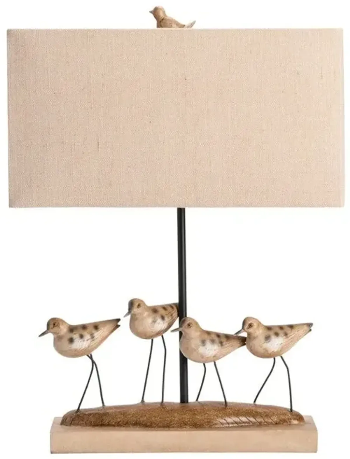 Crestview Shore Birds Antique Wood & Black Table Lamp