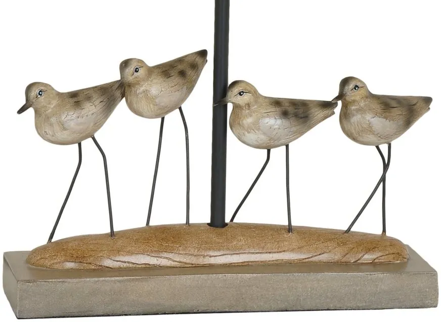 SHORE BIRDS ANTIQUE WOOD & BLACK TABLE LAMP