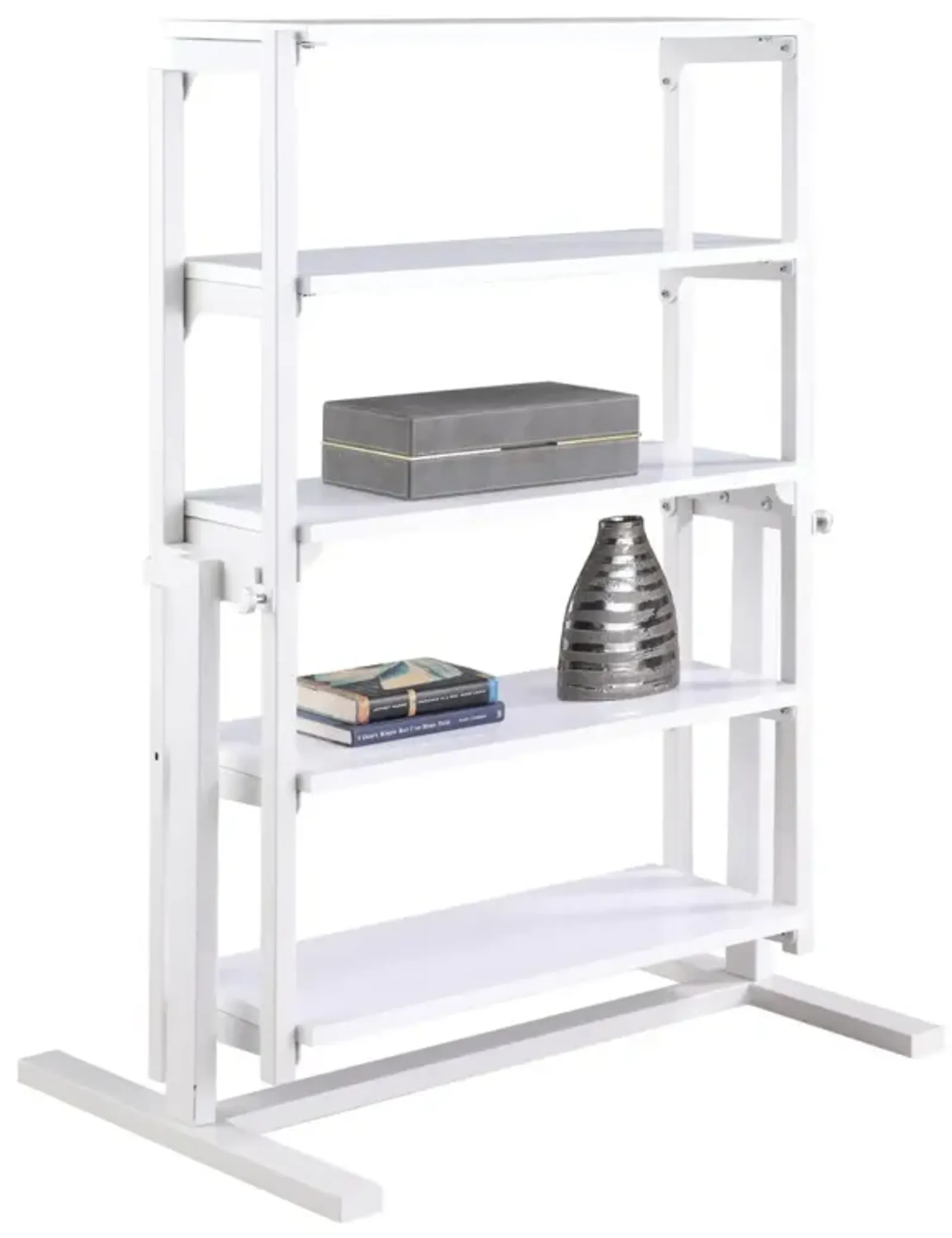 Chintaly White 32 Inch Convertible Bookshelf & Dining Table